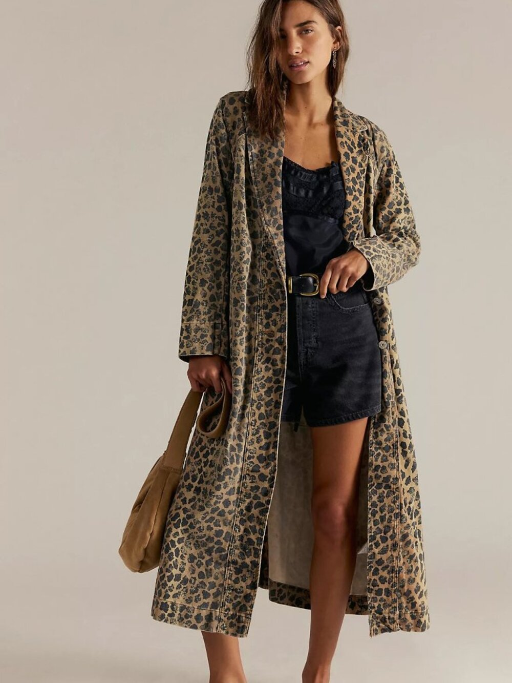 NWOT - Free People - We The Free Monique Denim Duster - Cheetah - Sz Large - Picture 3 of 8